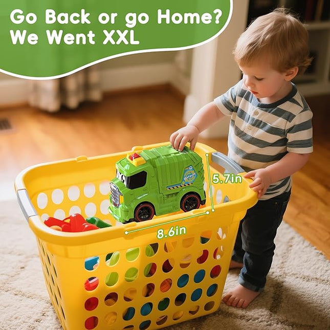 Remote Control Garbage Truck Toys for Toddlers 1-3 with Lights & Sounds RC Recycling Vehicle for Kids 3-8 Durable Waste Management Trash Truck for Boys & Girls