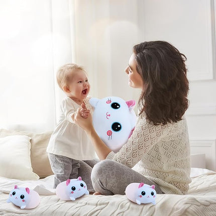 Cat Plush Stuffed Animals with 4 Kitties Plushies,16" Soft Jumbo Pillow Gifts for Kids Him Her Girlfriend Boyfriend