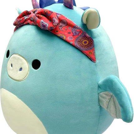 Squishmallows Original 14-Inch Tatiana Teal Dragon with Red Bandana - Large Ultrasoft Official Jazwares Plush