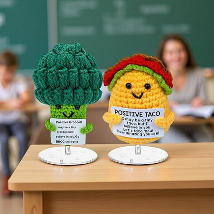 Mom Sister Gifts for Mothers Day Friends Birthday Gift for Women Men, Mini Positive Taco Emotional Inspirational Support Handmade Knitted Crochet Animals Christmas Stocking Idea Cute Desk Decor