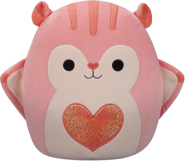 Squishmallows Original 14-Inch Gabourey Peach Flying Squirrel with Sequin Heart - Official Jazwares Large Plush