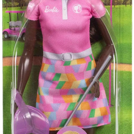 Barbie Golf Player, Brunette, Fashion Doll in Pink Golf Outfit, A Dress That Can Be Off with Sun Visor and Golf Club, JCR69