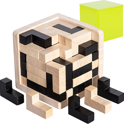Wooden Russian Blocks Puzzle, Brain Teaser for Adults, 3D Intelligence Toy, Desk Toy for Adults and Kids, 54 Pieces (L-Shape)