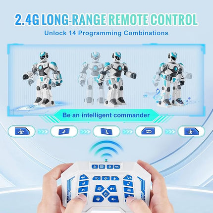 VEVOR RC Robot Toys for Kids, Gesture Sensing Programmable Remote Control Smart Robot, Interactive Walking Singing Dancing Robot for Age 6+ Year Old Boys Girls Birthday Gift Present