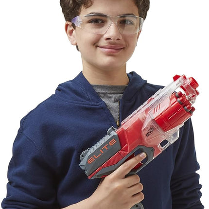 NERF Elite Disrupter Blaster - 6-Dart Rotating Drum, Slam Fire, Translucent Red (Amazon Exclusive)