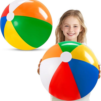 JOYIN 2-Pack 20" Beach Balls - Pool Toys Large Inflatable Beach Ball Swimming Pool Water Games, Classic Rainbow Color Beachball Luau Birthday Decorations Party Supplies Party Favors Gifts