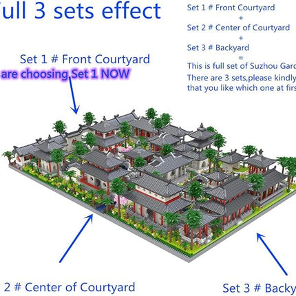 Architecture Chinese Style of Suzhou Garden,Set 1 Front Courtyard, Micro Block,Classical Famous Building Block Set,4222 PCS for Adults and Teens