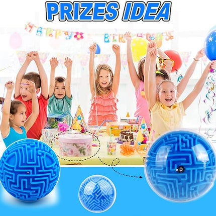 2 Pack 3D Maze Puzzle Ball - Brain Teaser Game, Gravity Memory Cube - Educational Toy Gifts for Students, Teens, Adults - Orange and Blue