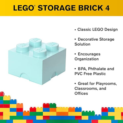Room Copenhagen 40030642 LEGO Storage Brick, 4 Knobs, Aqua Light Blue
