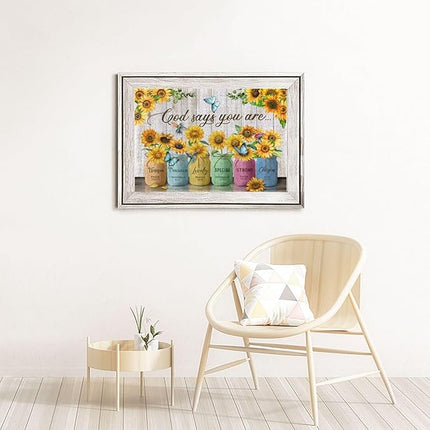 Christian Wooden Jigsaw Puzzle 1000 Pieces for Adults - Challenging Inspirational Sunflower & Scripture, God Says You are Religious Gift, Faith-Based Home Decor