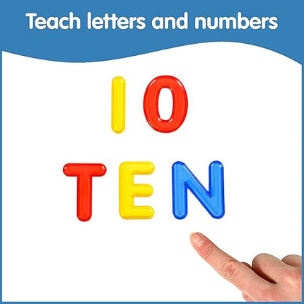 edxeducation Transparent Letters and Numbers - Mini Jar - Colorful, Plastic Letters and Numbers - Light Box Accessory - Sensory Play - Practice Counting and Spelling