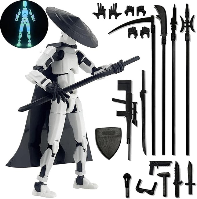 Already Assembled T13 Action Figure Accessories,Dummy 13 T13 Multi-Jointed Movable 3D Printed Toys (Luminous)