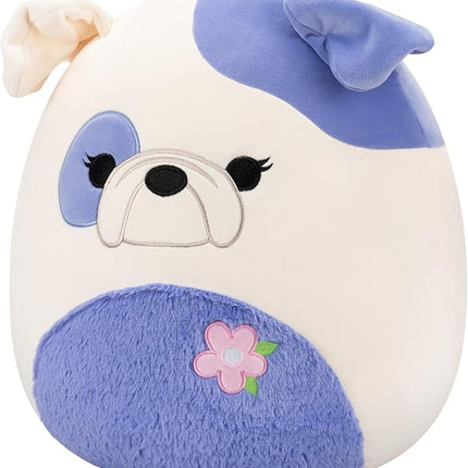 Squishmallows Original 14in Galina The Cream and Periwinkle Bulldog – Official Jazwares Easter Plush (Large)