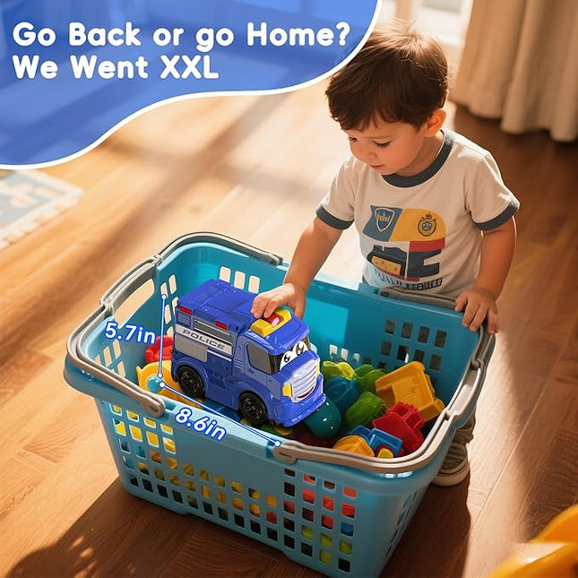 Remote Control Police Car Truck Toy Cars for Toddlers 1-3 with Sirens & Flashing Lights Cartoon RC Emergency Vehicle for Kids 3-5 Boys & Girls