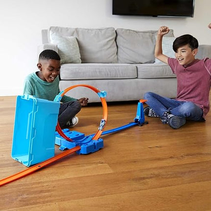 Hot Wheels Toy Car Track Set, Track Builder Multi Loop Box Playset & 1:64 Scale Car, 10 Feet of Components & Connectors to Create Builds, Storage