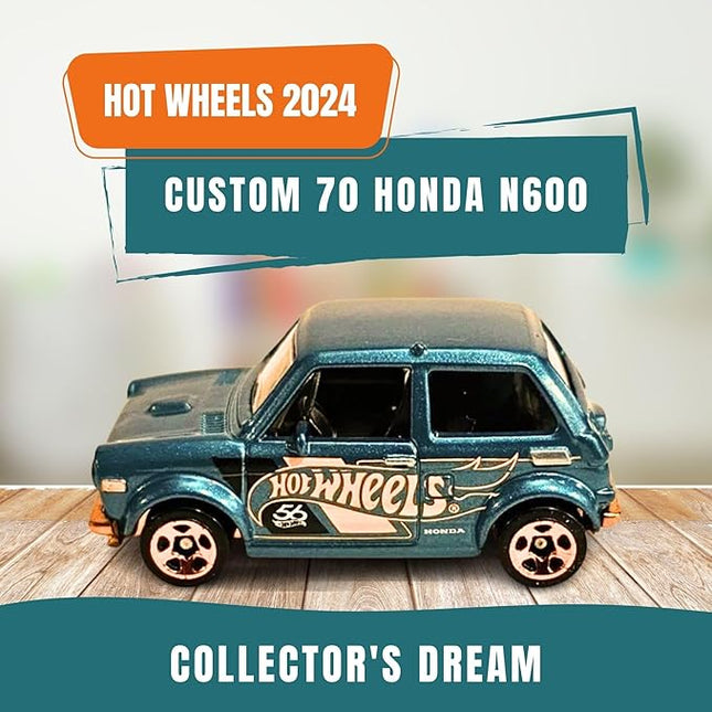 Worldwide Nutrition Bundle Compatible with Hotwheels 56th Pearl and Chrome 2024 Die-Cast - Custom '70 Honda N600 - Exclusive Anniversary Edition with Turquoise and Copper-Color Theme