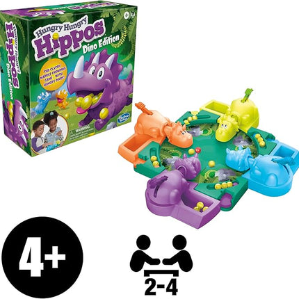 Hasbro Gaming Hungry Hungry Hippos Dino Edition Board Game, Pre-School Game for Ages 4 and Up; for 2 to 4 Players (Amazon Exclusive)