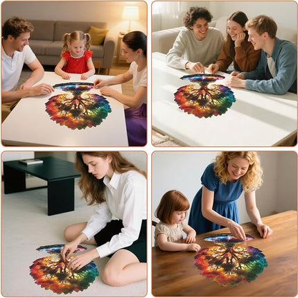 Glowing Tree of Life Wooden Puzzles - 200 Pieces Fantasy Forest Nature Landscape, Irregular Shape Wood Jigsaw Puzzle for Adults, Educational Puzzles for Family Game, 10.5x11.4 in