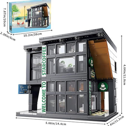 Coffee Shop Building Blocks Toys City Street View Architecture Model Set Birthday Age 6+ Children Teens Adult 581 Pieces