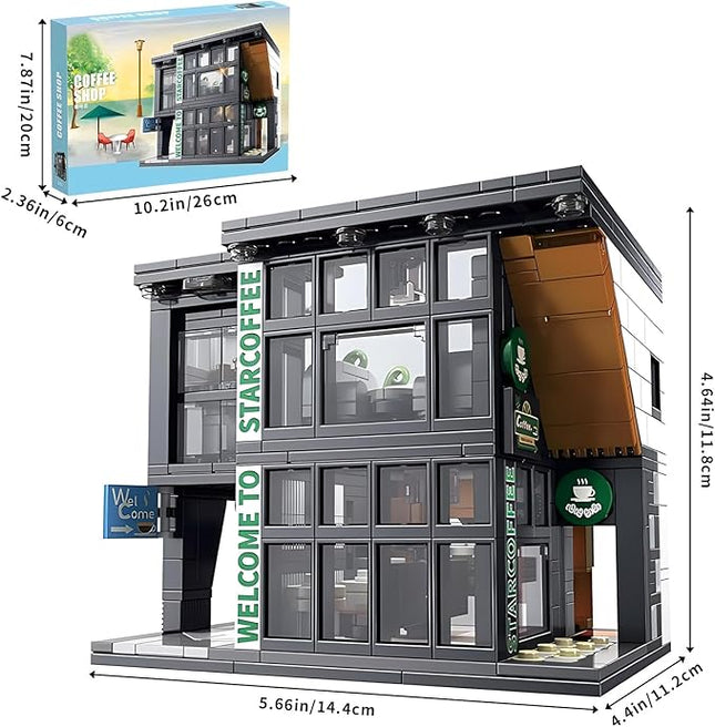 Coffee Shop Building Blocks Toys City Street View Architecture Model Set Birthday Age 6+ Children Teens Adult 581 Pieces