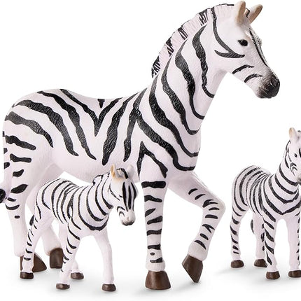 Terra by Battat – 4 Pieces Zebra Family – Realistic Plastic Safari Animals for Kids – Zoo Animal Toys – Educational Figures – Inspires Creative Play – Great Gift for Toddlers & Kids – 3+ Years