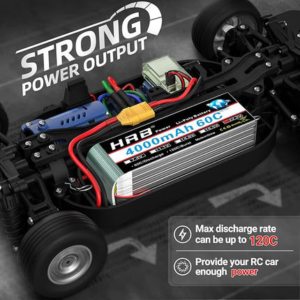 HRB 6S Lipo Battery XT90 4000mAh 60C Soft Case 22.2V RC Lipo Battery for RC Quadcopter Helicopter Car Truck Boat Hobby (2packs)