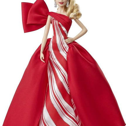 Barbie 2019 Holiday Doll, 11.5-inch, Blonde, Wearing Red and White Gown, with Doll Stand and Certificate of Authenticity