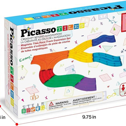 PicassoTiles 12pcs Race Track Add-On Magnetic Railway 5Styles Building Block Set Magnet Tiles Construction Toy STEM Learning Early Education Toys Blocks Child Brain Development for Kids Age 3+ PTR12