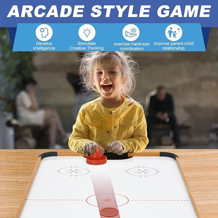 40in Tabletop Air Hockey Table, Portable Arcade Game Table for Kids and Adult, Indoor Game Table w/ 2 Pucks, 2 Pushers, Electronic Motor Fans for Game Room、Family Recreation