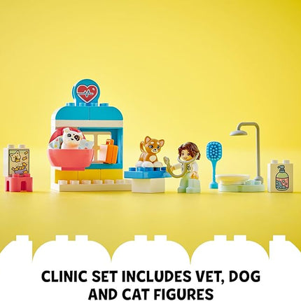 LEGO DUPLO Town Visit to The Vet Clinic Pet-Care Role-Play Toy, Dog, Cat and Veterinarian Figures, Social Emotional Learning Pretend Play Animal Set for Toddlers Aged 2 Years Old and Up, 10438