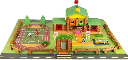 Wondertoys 269 Pieces Real Wood Logs Set Ages 3+, Classic Building Log Gift Set for Boys/Girls– Creative Construction Engineering - Top Blocks Game Kit - Preschool Education Toy