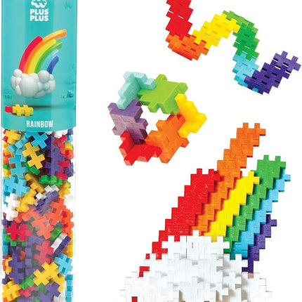 PLUS PLUS 240 Piece Interlocking Building Blocks for Kids, Open Ended Connecting Toys, STEM Bin Classroom Mini Manipulatives - Rainbow Mix Play Tube