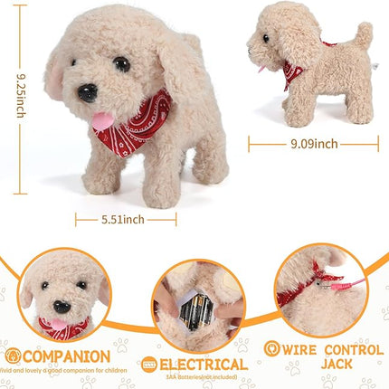 Interactive Walking Plush Puppy Toy Dog, Remote Control Electronic Robot Dog Realistic Wagging Tail, Rich Grooming Set, Gift Toy for Girls & Boys, Kids Age 3, 4, 5, 6 (Accessories Updated)
