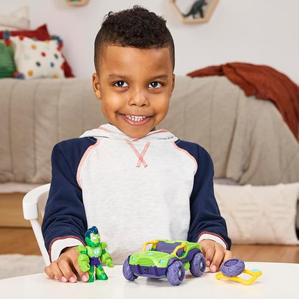 IRON MAN AND HIS AWESOME FRIENDS Marvel Iron Hulk Iron Racer Action Figure & Toy Vehicle, 3-Inch Super Hero Toys for Kids, Ages 3+