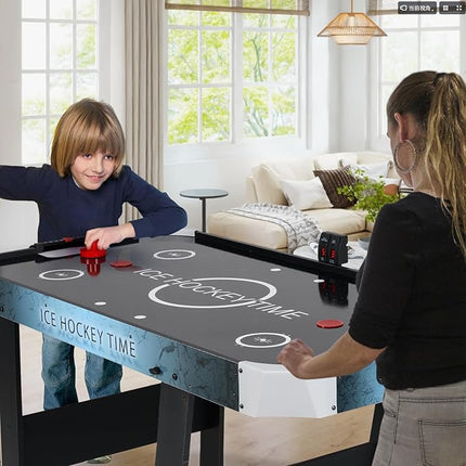 GYMAX Foldable Air Hockey Table, 56 Inch Arcade Style Air Hockey Game Table with Powerful 12V Motor and LED Digital Scoreboard, Includes 2 Pushers and 2 Pucks, for Home, Game Room and Office
