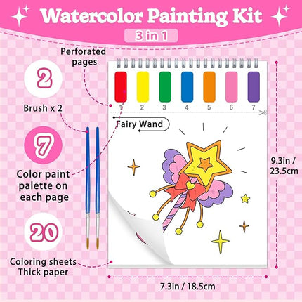 Paint with Water Coloring Books for Toddlers, Princess Theme Mess Free Watercolor Painting Papers for Kids Water Color Paint Kit Art Craft Birthday Gift for Ages 1-3, 4-8