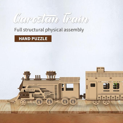 3D Wooden Puzzles for Adults, 242 PCS 3D Puzzles for Adults- Brain Teaser Wooden Puzzles for Father/Son, Gifts for Fathe/Son, Decompression 3D Puzzle Wood Models Kits (2.Locomotive Train)
