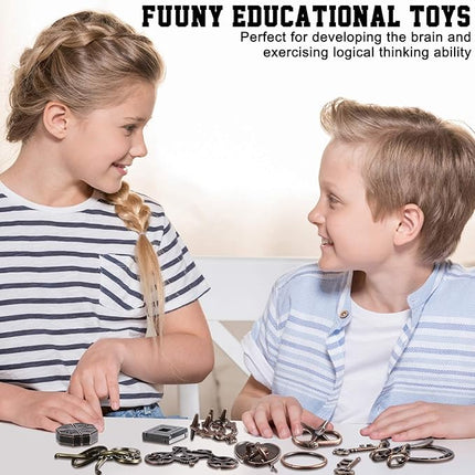 Wettarn 9 Pcs Metal Brain Teaser Puzzles Teaser 3D Steel Puzzle for Adults Unlock Interlocking Games IQ Education Smart Logic Test Toys for Adults Mind Challenge(Classic Style)