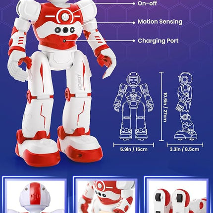 Robot Toys for Kids,Programmable Remote Control Smart Walking Dancing Robot Toy with Gesture & Sensing for Age 4 5 6 7 8 9 10 Year Old Boys for Birthday Present,Red