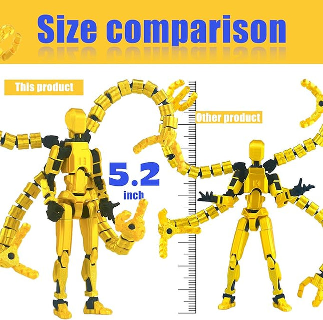 Assembly Completed T13 Action Figure,T13 Action Figure Multi-Jointed Movable,Ultimate Desktop Decor for Lovers t-13 Movability 3D Printed Toys (Yellow, 5.5in)