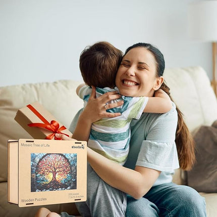 Wooden Puzzles for Adults 500 Pieces, Mosaic Tree of Life Jigsaw Puzzles, Medium, Unique Shape Adult Puzzles, Irregular Creative Gift for Family Game(16.7 * 11.1 in)