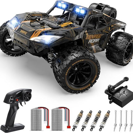 DEERC 1:14 Crawler RC Car, 48Kph High Speed RC Truck with LED Headlight for Boys Aldult, Offroad 4x4 2.4Ghz Remote Control Car, Monster Truck Toy, 2 Batteries, 40 Mins Running Time