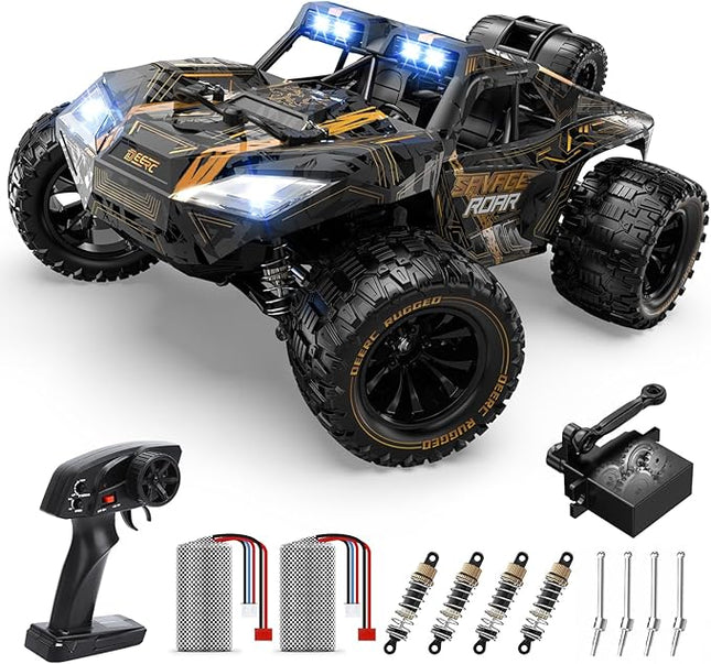 DEERC 1:14 Crawler RC Car, 48Kph High Speed RC Truck with LED Headlight for Boys Aldult, Offroad 4x4 2.4Ghz Remote Control Car, Monster Truck Toy, 2 Batteries, 40 Mins Running Time