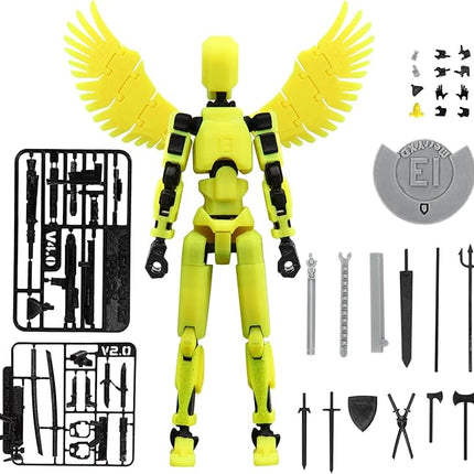 MerryXD T13 3D Action Figure,Assembly Completed Dummy Nova Titan Lucky 13 Action Figure 3D Printed Multi-Jointed Movable Toy Grow in The Dark Yellow