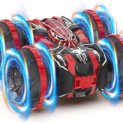 Waterproof Remote Control Car，4WD Land & Water 2.4 GHz RC Car Remote Control Boat，360°Rotation RC Stunt with LED Lights，Boys Girls Gifts All Terrain Water Beach Pool Toy Black