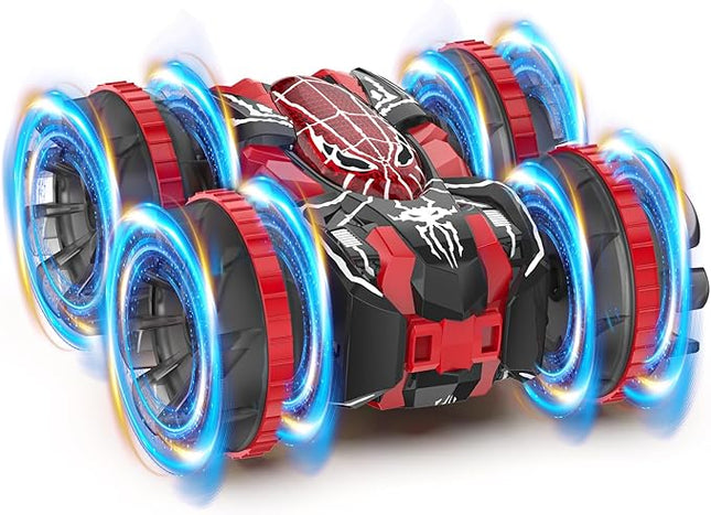 Waterproof Remote Control Car，4WD Land & Water 2.4 GHz RC Car Remote Control Boat，360°Rotation RC Stunt with LED Lights，Boys Girls Gifts All Terrain Water Beach Pool Toy Black