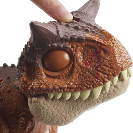 Mattel Jurassic World Camp Cretaceous Action Figure, Chompin’ Carnotaurus Toro Dinosaur Toy with Chimping & Other Motion