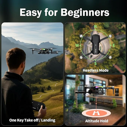 Drone with 1080P Camera for Adults,LED Colorful Light,FPV Drones Outdoor for Beginners Children,RC Quadcopter with WiFi Transmission Altitude Hold Tap Fly Optical Flow Positioning