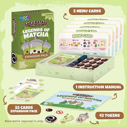 Sabobatage Expansion Pack: Legends of Matcha - Easy Family-Friendly Party Game | Card Games for Adults, Teens & Kids | 2-7 Players