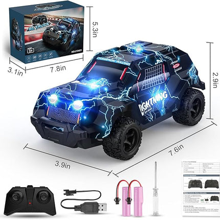 Remote Control Off Road RC Car for Kids - Cool Light Up 1/24 Scale Hobby Truck Race Car Toy Gifts for 3-8 Year Old Boys